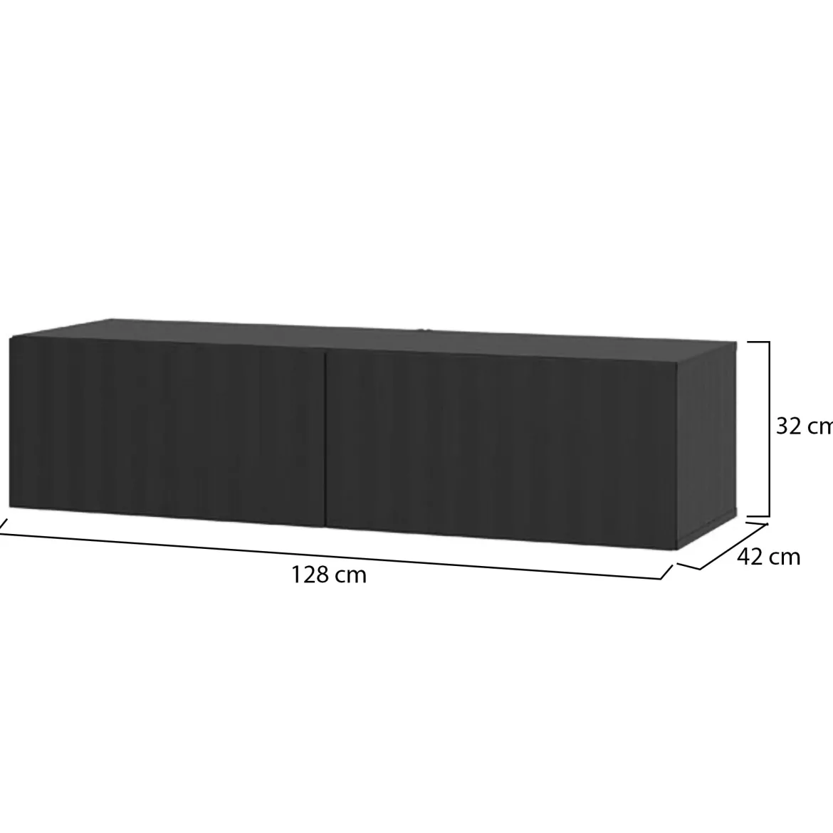 Mobile Porta tv Nero Nero Antracite un Ripiano 2 Ante 154x42x32h cm, 2 Vani - Maderno