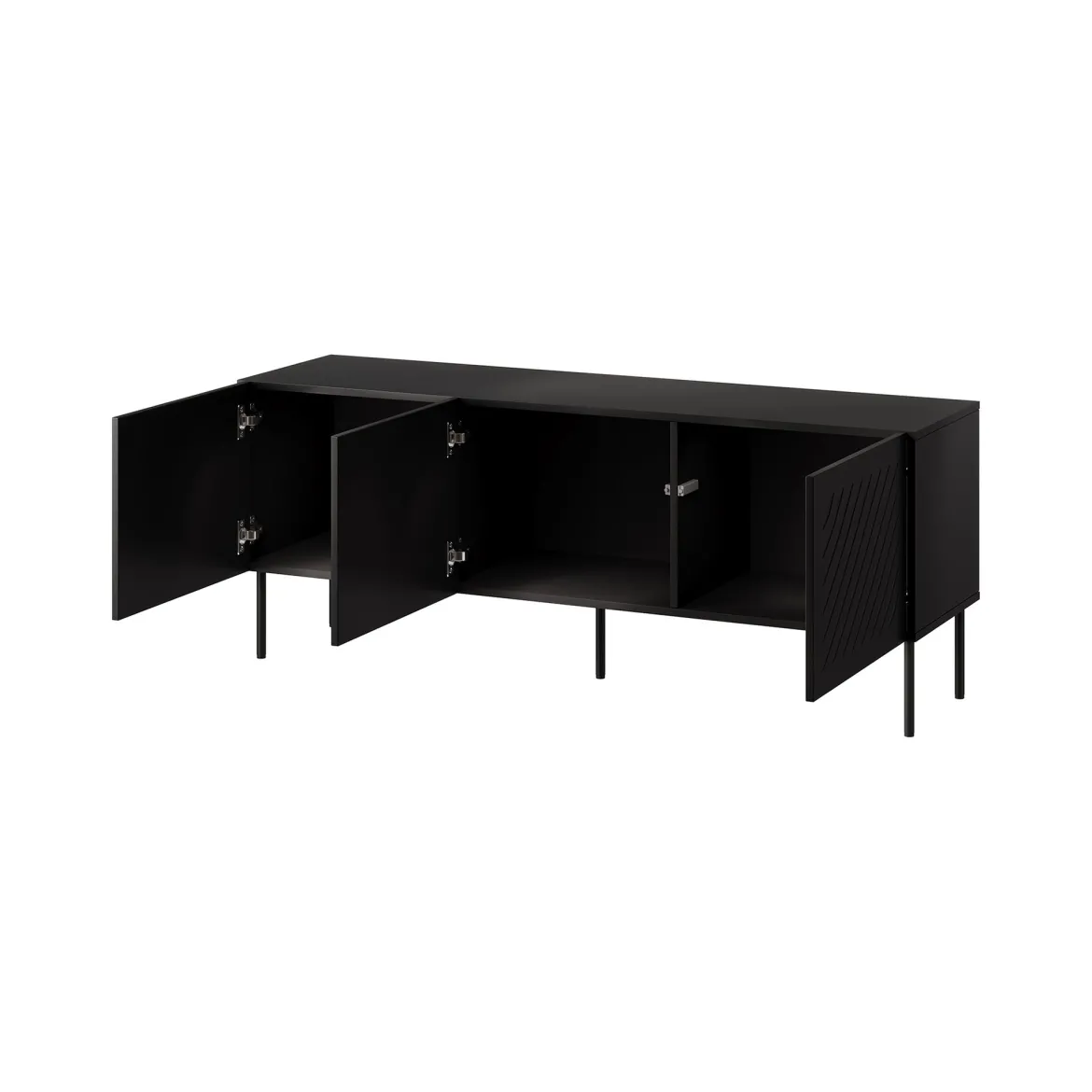 Mobile Porta tv Nero un Ripiano 150.5x42x60h cm, Cassetti - Termoli