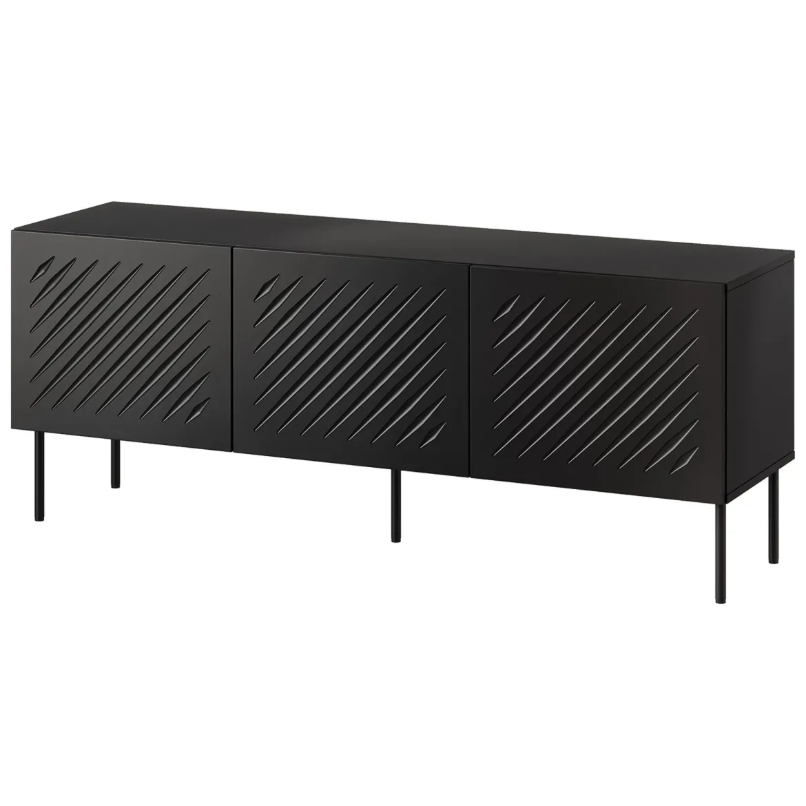 Mobile Porta tv Nero un Ripiano 150.5x42x60h cm, Cassetti - Termoli