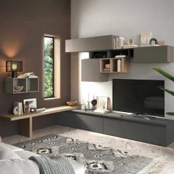 Mobile salotto multifunzione 290cm ardesia e grigio scuro - Nana
