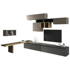 Mobile salotto multifunzione 290cm ardesia e grigio scuro - Nana
