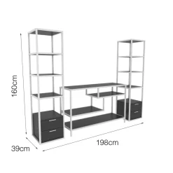 Mobile salotto 12 ripiani 198cm nero e quercia - Felion