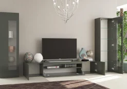Mobile soggiorno multifunzione 350cm antracite e acero - Atella
