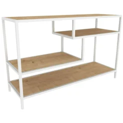 Mobile TV bianco e rovere 130x40x36h cm 2 ante - Ahuri