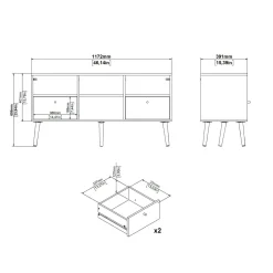 Mobile TV bianco 117x39x60h cm in legno - Conte