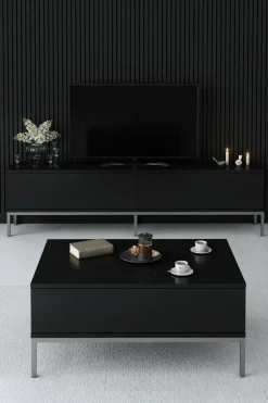 Mobile TV nero e argento 180x30x47h cm modulabile - Espero