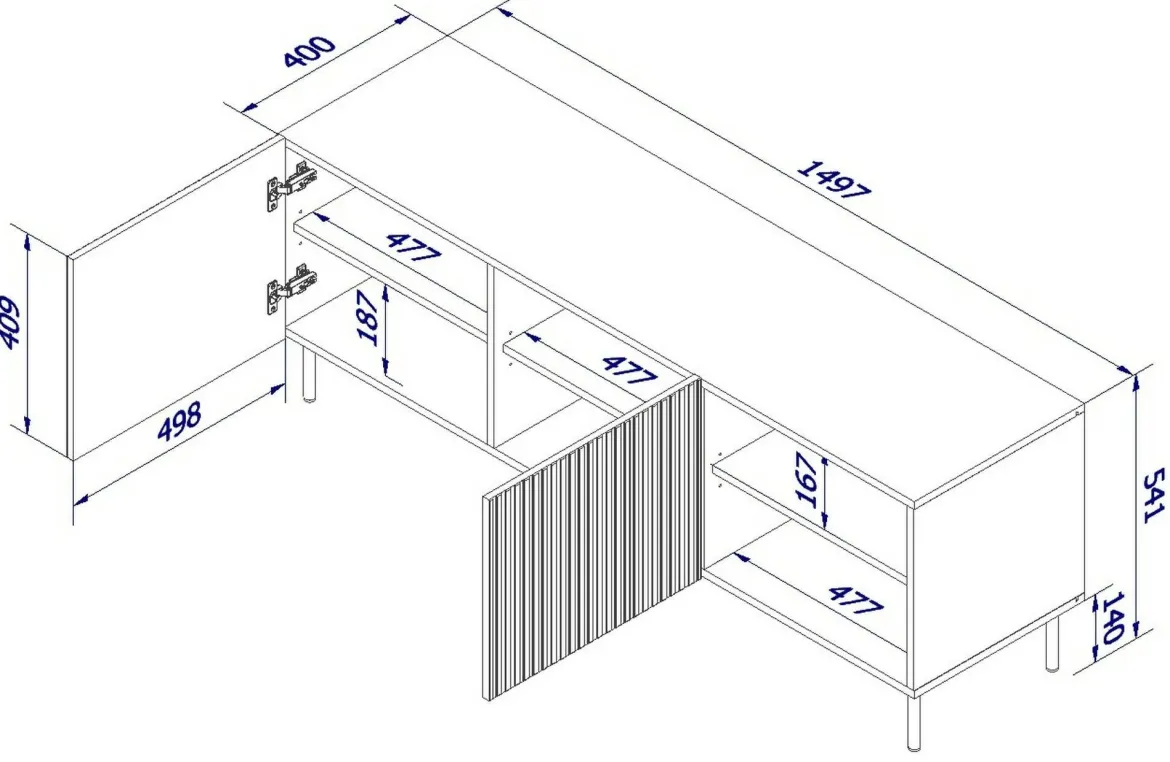 Mobile TV nero 150x42x52h cm 3 ante - Molini