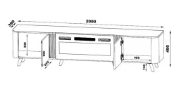 Mobile TV nero 190x40x58h cm 2 ante - Vicino