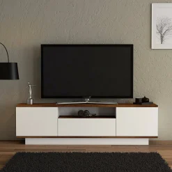 Mobile TV noce e bianco 160x35x56h cm 3 ante - Drusilla