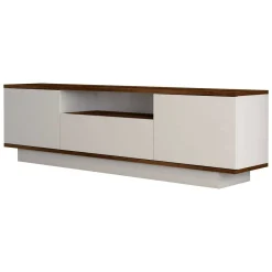 Mobile TV noce e bianco 160x35x56h cm 3 ante - Drusilla