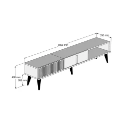 Mobile TV noce e bianco 180x35x44h cm 2 ante - Teia