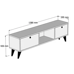 Mobile TV noce e nero 140x40x50h cm 2 ante e 3 cassetti - Iginia