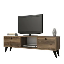 Mobile TV noce e nero 140x40x50h cm 2 ante e 3 cassetti - Iginia