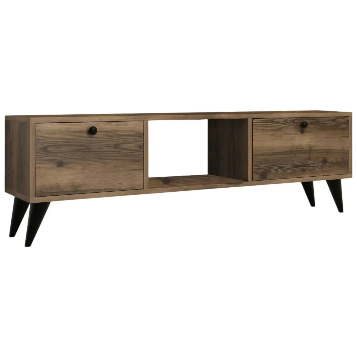 Mobile TV noce e nero 140x40x50h cm 2 ante e 3 cassetti - Iginia