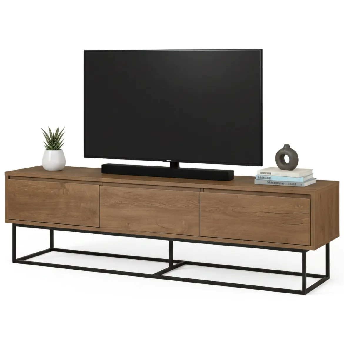 Mobile TV noce e nero 180x40x50h cm in legno - Iginia