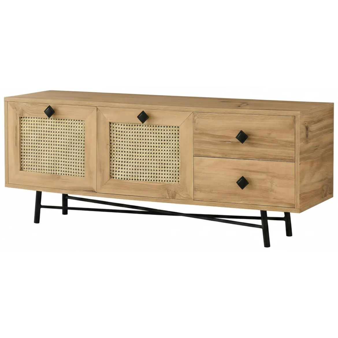 Mobile TV quercia e nero 147x41x54h cm 2 ante e 1 cassetto - Duchi