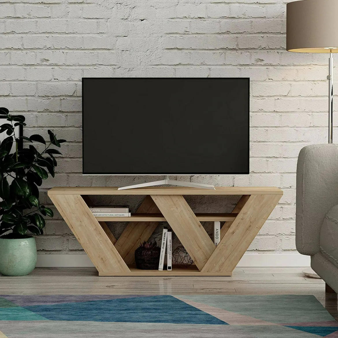 Mobile TV quercia 110x30x40h cm in legno - Amazzonite