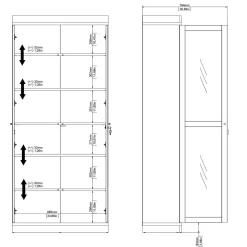 Mobile vetrina 2 ante 88x36x200h cm bianco e quercia - Axinte