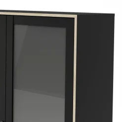 Mobile vetrina industrial 2 ante 98x40x189h cm nero e quercia - Barbata