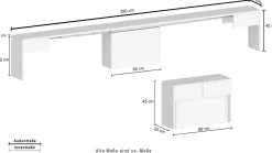 Panca estensibile bianca lucida 290x25x45h cm - Quedan