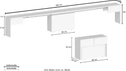 Panca estensibile cemento 290x25x45h cm - Yutu