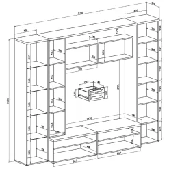 Parete Attrezzata Bianco Modulabile 4 Cassetti, 8 Ripiani - Carenno