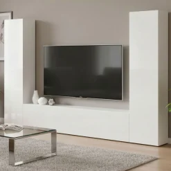 Parete attrezzata in legno 260cm bianca lucida - Natasha