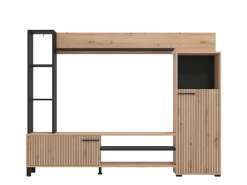 Parete Attrezzata Marrone Rovere Nodi Nero 8 Ripiani Modulabile 263x40x167h cm, 7 Vani - Petrona