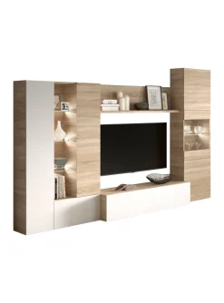 Parete attrezzata moderna 260 cm rovere e bianca - Angioletto