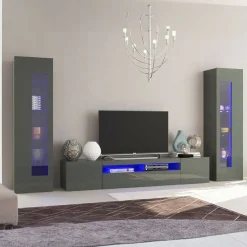 Parete attrezzata 10 ripiani 290cm antracite lucida - Aslhey