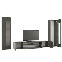 Parete attrezzata 10 ripiani 290cm antracite lucida - Aslhey