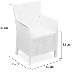 Poltrona da Esterno Bianco Braccioli 72x66 cm, Cuscini Inclusi - Gaby