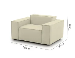 Poltrona in tessuto e legno con braccioli beige - Rodonite