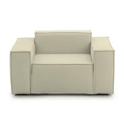 Poltrona in tessuto e legno con braccioli beige - Rodonite