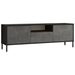 Porta TV argento e nero 140x35x46h cm 3 ante - Khagan