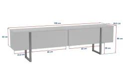 Porta TV bianco e oro 180x29x50h cm 2 ante - Lilith