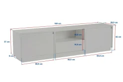 Porta TV bianco 160x29x42h cm 3 ante - Morrigan