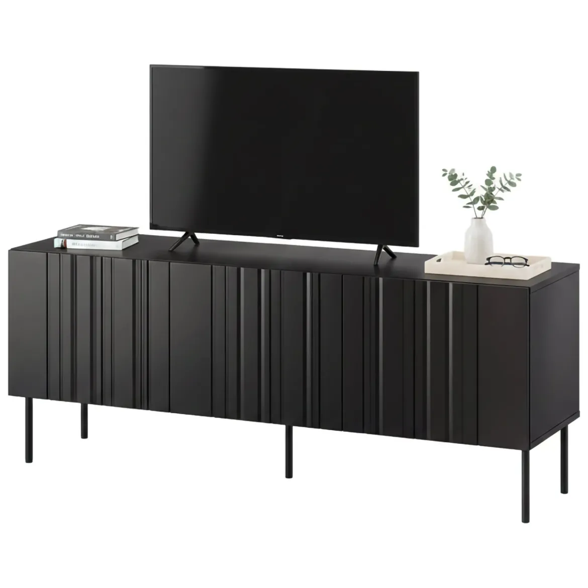 Porta TV nero 150x42x60h cm 3 ante - Frassino
