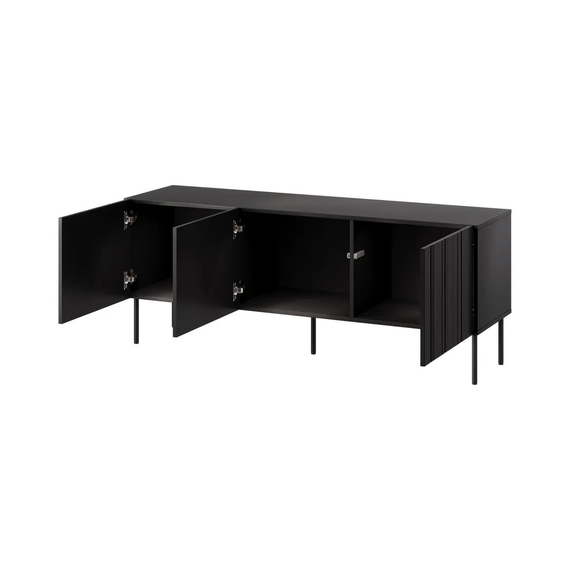 Porta TV nero 150x42x60h cm 3 ante - Frassino