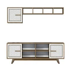 Porta TV noce e bianco 180x35x40h cm 3 ante - Jakuchu