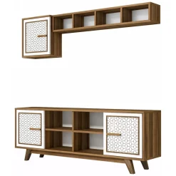 Porta TV noce e bianco 180x35x40h cm 3 ante - Jakuchu