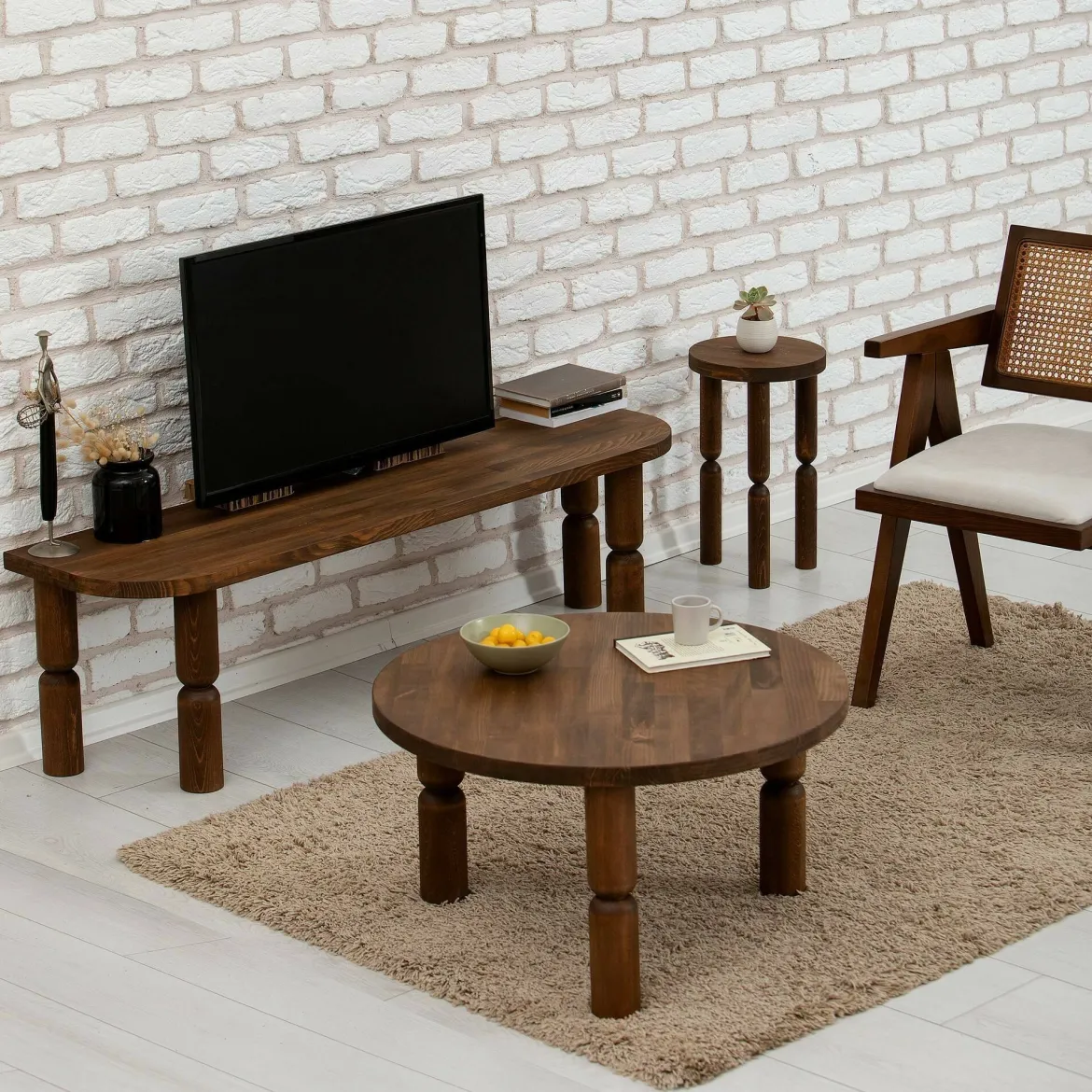 Porta TV noce 140x35x40h cm in legno - Fengshen
