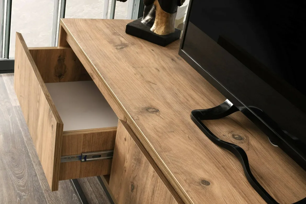 Porta TV quercia e nero 180x40x50h cm in legno - Ignazia