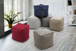 Pouf imbottito beige 45x45x45h cm - Aron