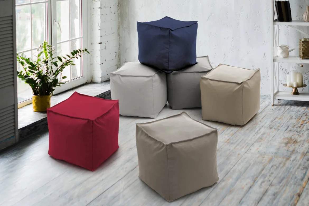 Pouf quadrato bianco 45x45x45h cm - Aron