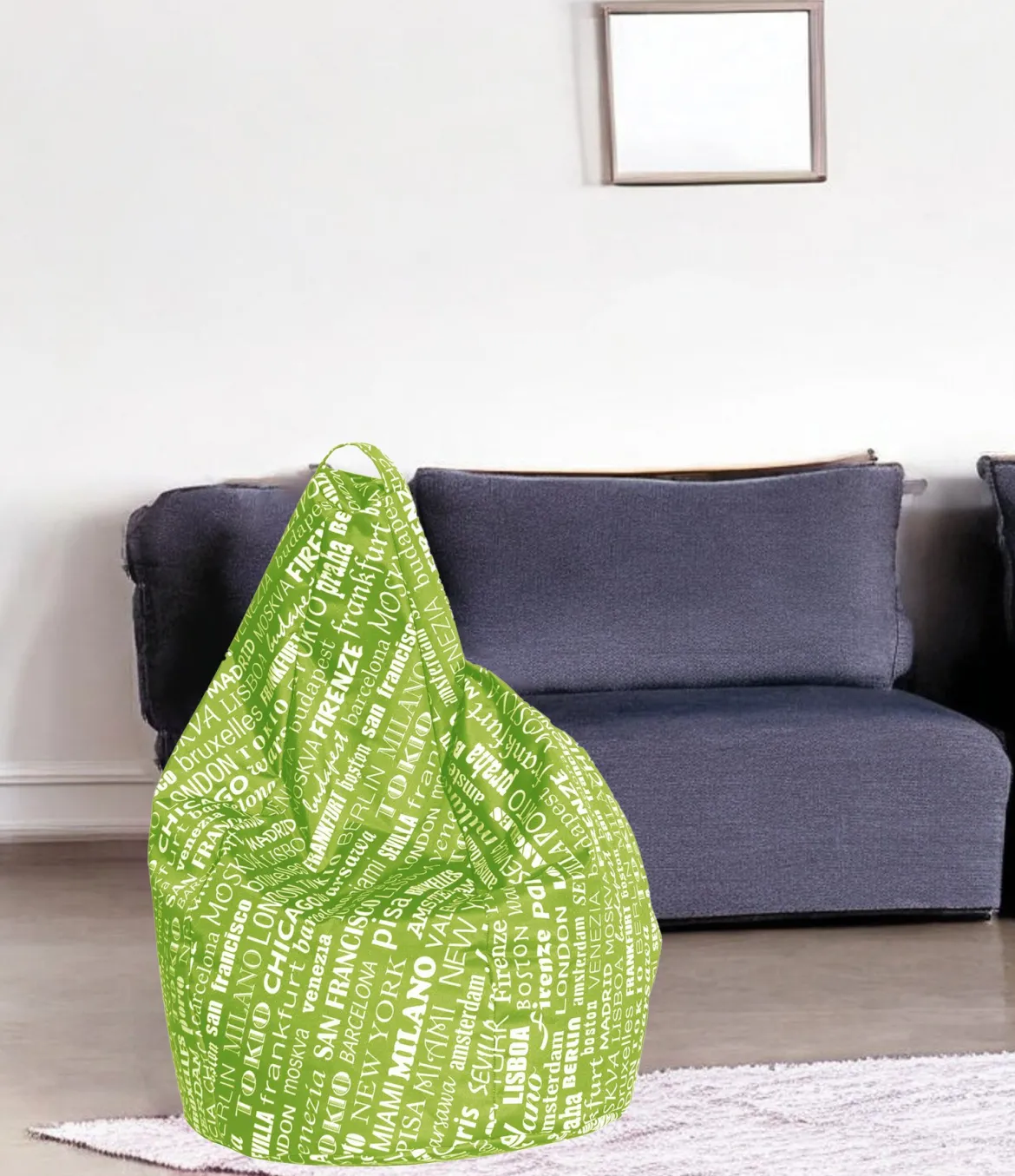 Pouf sacco verde e bianco 80x80x120h cm - Marisa