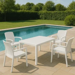 Salotto da giardino 4 posti e 1 tavolo effetto rattan antracite - Asiak
