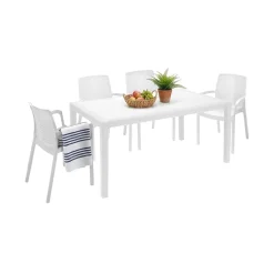 Salotto da giardino 4 posti e 1 tavolo effetto rattan antracite - Asiak