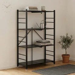 Scaffali Nero Antracite 5 Ripiani Richiudibile 71x38x156h cm, Peso Supportato 40 kg - Minori