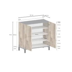 Scarpiera 2 ante acero e ardesia 80x80h cm in legno - Graziana